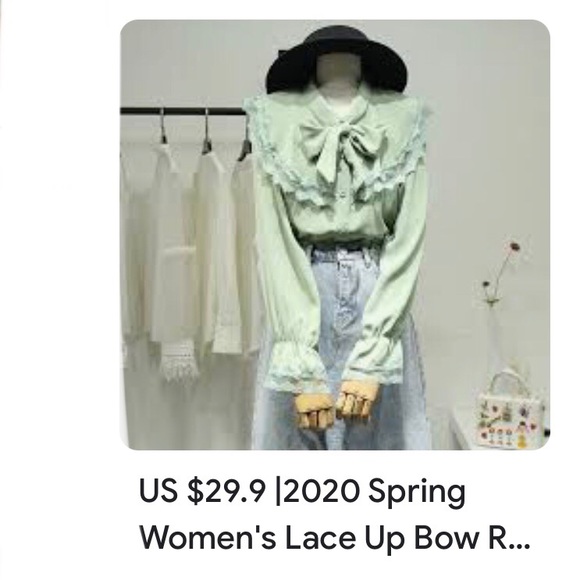 VTG HANDMADE MINT GREEN COLLAR WITH LACE EDGING - Picture 4 of 7